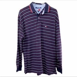 TOMMY HILFIGER stripes long sleeve polo shirt top XL